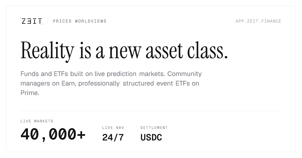 ZEIT.FINANCE tokenized prediction-market vaults